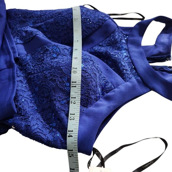 Speechless Maxi Dress Size 3 Blue Royal Color Sleeveless Sequins Open Leg - Picture 12 of 15